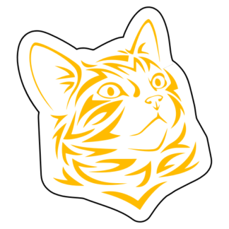 Tribal Cat Sticker (Yellow)
